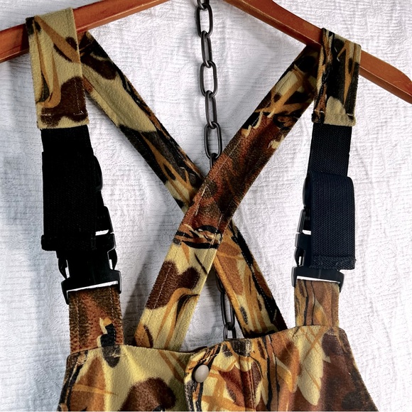 Mount'n Prairie Vintage Camo Hunting Overall Bibs Men's L Brown Tan Felted Pants - Picture 5 of 16